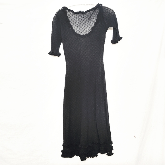 Vintage Betsy Johnson Y2K Black Mesh/Lace Dress - Picture 7 of 9